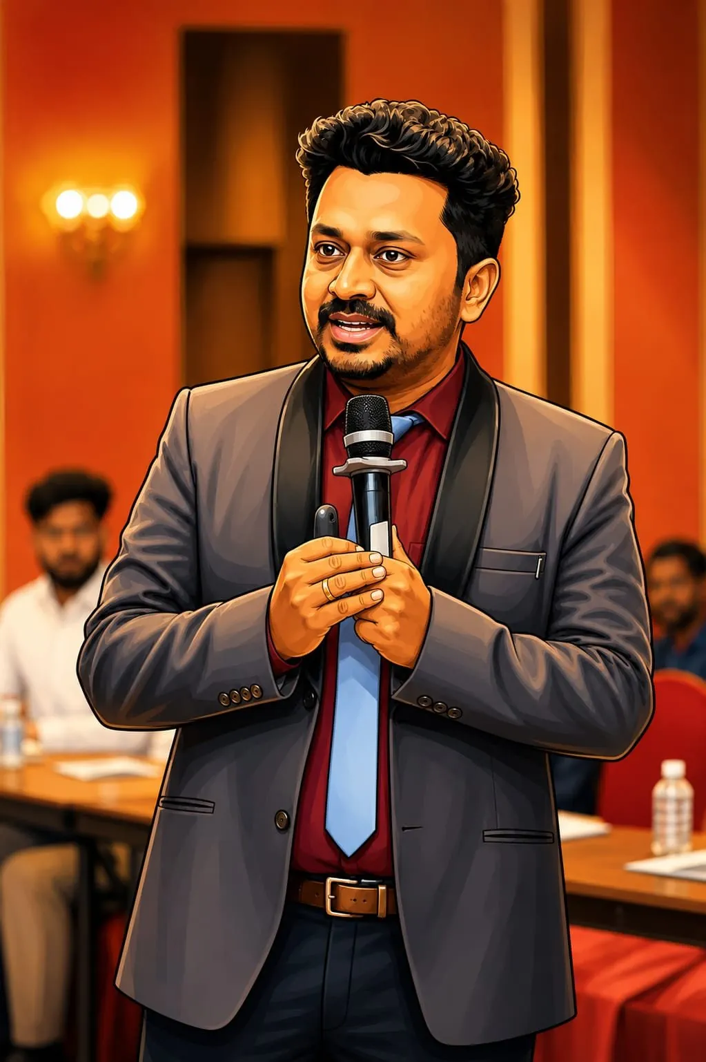 Gautam Prakash, Director of V7Lancers, speaking at an event